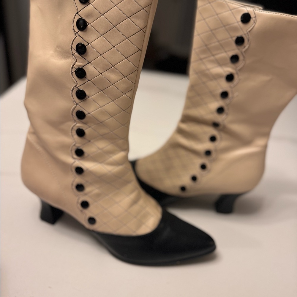 Funtasma Cream and Black Heeled Boots